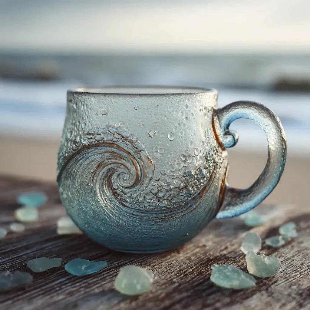 🎄Unique gift🔥 handmade sea glass wave cup🎁