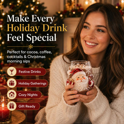 🎄Magical Christmas 3D Glass Cup Collection – Santa, Reindeer, Snowman & Christmas Tree