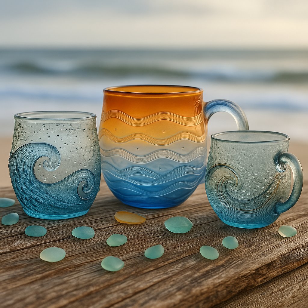 🎄Unique gift🔥 handmade sea glass wave cup🎁