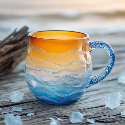 🎄Unique gift🔥 handmade sea glass wave cup🎁