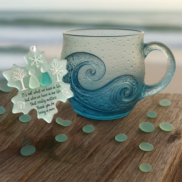 🎄Unique gift🔥 handmade sea glass wave cup🎁