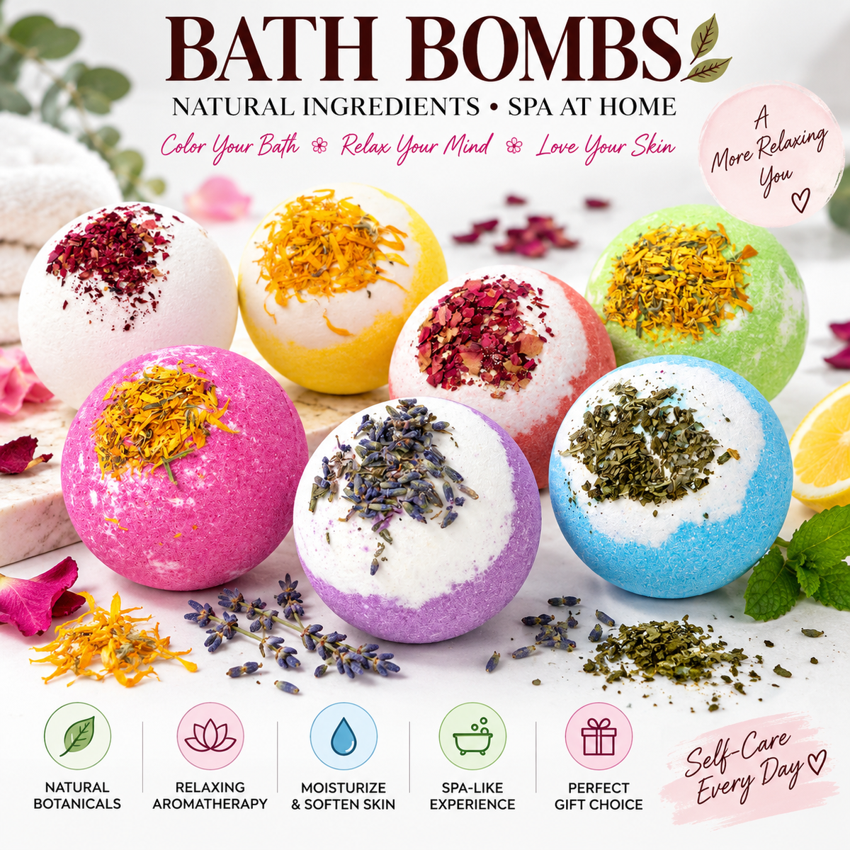 🌸 Botanical Bath Bombs – Turn Every Bath Into a Relaxing Home Spa