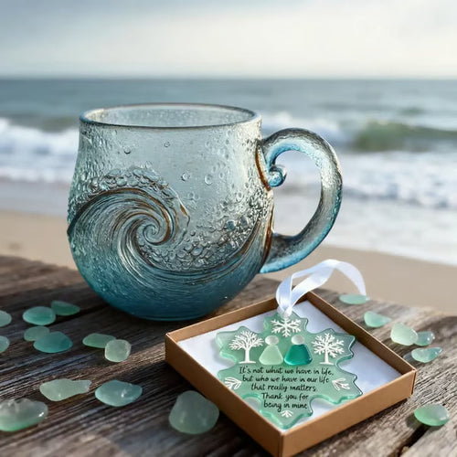 🎄Unique gift🔥 handmade sea glass wave cup🎁