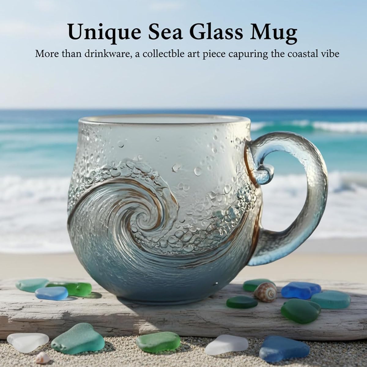 🎄Unique gift🔥 handmade sea glass wave cup🎁
