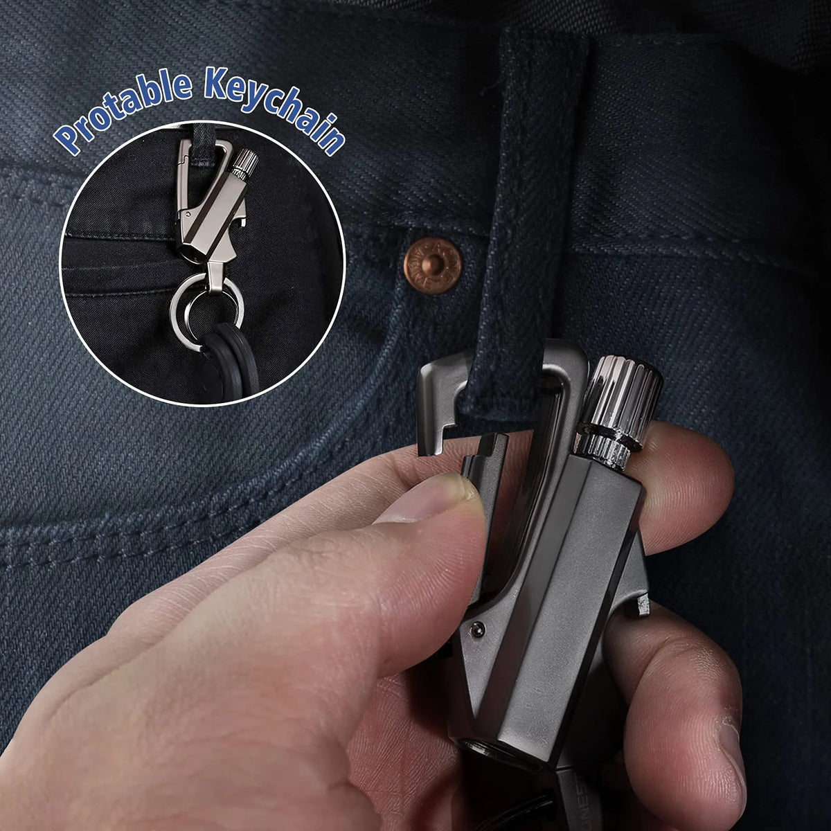 🔥3-in-1 Permanent Match & Carabiner Keychain