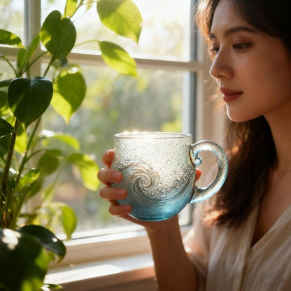 🎄Unique gift🔥 handmade sea glass wave cup🎁